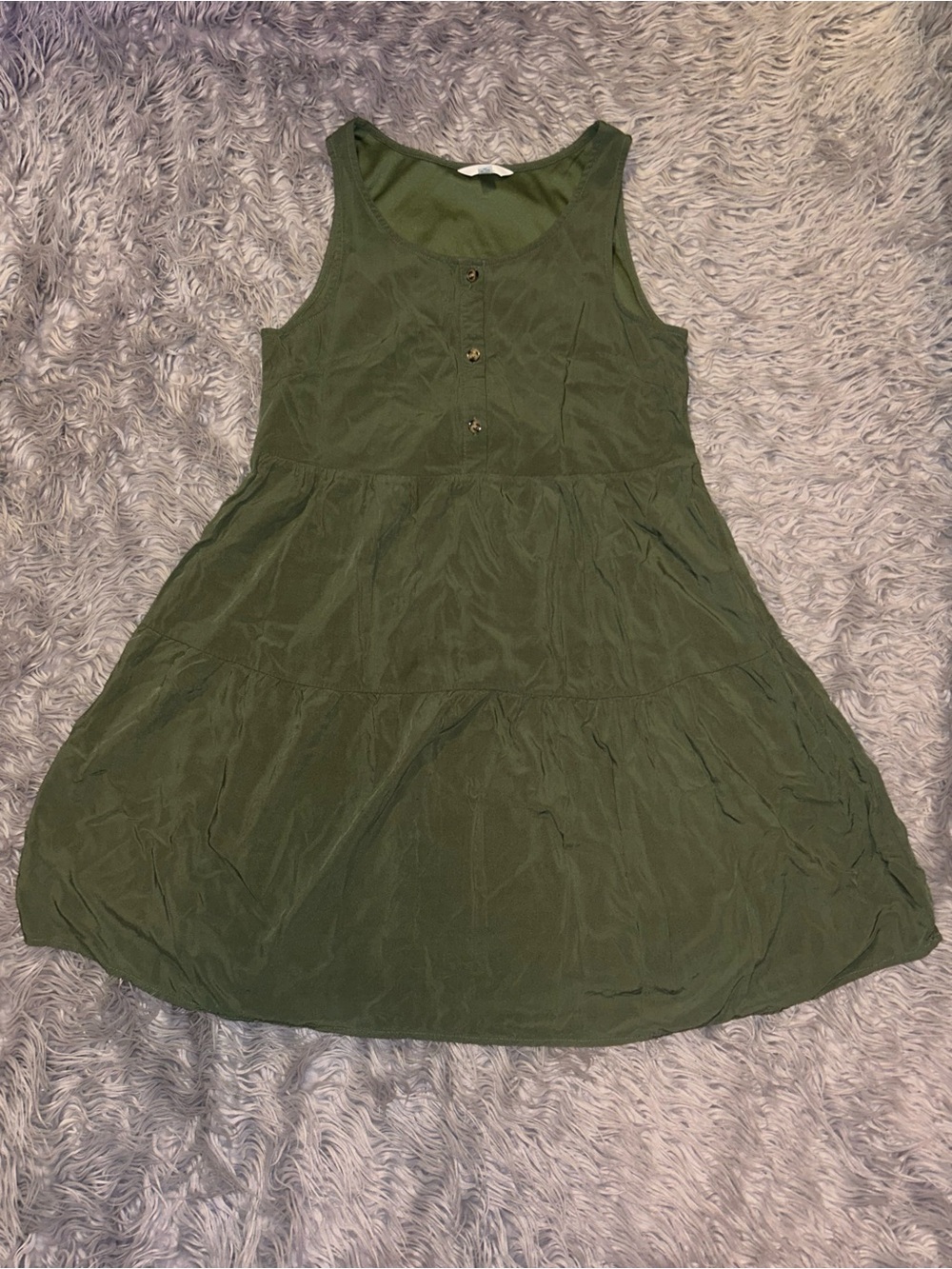 Time and Tru Olive Green Sleeveless Tiered Mini Dress
